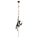 GloboStar® APES 01801 Μοντέρνο Κρεμαστό Φωτιστικό Φιγούρα Μονόφωτο 1 x E27 IP20 Μαύρο Πλαστικό με Μπεζ Σχοινί - Μ26 x Π28 x Υ69cm