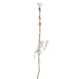 GloboStar® APES 01802 Μοντέρνο Κρεμαστό Φωτιστικό Οροφής Μονόφωτο 1 x E27 Λευκό με Μπεζ Σχοινί Φιγούρα Μ26 x Π28 x Υ69cm