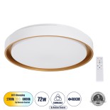 GloboStar® BARCHETTA 61048-S Πλαφονιέρα Οροφής LED CCT 72W 8306lm 120° AC 220-240V - Εναλλαγή Φωτισμού μέσω Τηλεχειριστηρίου All In One Ψυχρό 6000k+Φυσικό 4500k+Θερμό 2700k Dimmable Φ48cm - Λευκό & Χρυσό - 3 Years Warranty