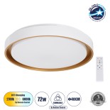 GloboStar® BARCHETTA 61048-S Πλαφονιέρα Οροφής LED CCT 72W 8306lm 120° AC 220-240V - Εναλλαγή Φωτισμού μέσω Τηλεχειριστηρίου All In One Ψυχρό 6000k+Φυσικό 4500k+Θερμό 2700k Dimmable Φ48cm - Λευκό & Χρυσό - 3 Years Warranty
