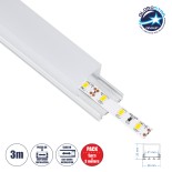 GloboStar® SURFACEPENDANT-PROFILE 70848-3M Προφίλ Αλουμινίου - Βάση & Ψύκτρα Ταινίας LED με Λευκό Γαλακτερό Κάλυμμα - Επιφανειακή & Κρεμαστή Χρήση - Πατητό Κάλυμμα - Λευκό - 3 Μέτρα - Πακέτο 5 Τεμαχίων - Μ300 x Π2.6 x Υ2.3cm