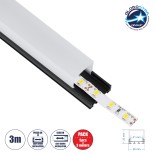 GloboStar® SURFACEPENDANT-PROFILE 70849-3M Προφίλ Αλουμινίου - Βάση & Ψύκτρα Ταινίας LED με Λευκό Γαλακτερό Κάλυμμα - Επιφανειακή & Κρεμαστή Χρήση - Πατητό Κάλυμμα - Μαύρο - 3 Μέτρα - Πακέτο 5 Τεμαχίων - Μ300 x Π2.6 x Υ2.3cm