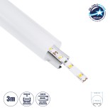 GloboStar® SURFACEPENDANT-PROFILE 70853-3M Προφίλ Αλουμινίου - Βάση & Ψύκτρα Ταινίας LED με Λευκό Γαλακτερό Κάλυμμα - Επιφανειακή & Κρεμαστή Χρήση - Πατητό Κάλυμμα - Ασημί - 3 Μέτρα - Μ300 x Φ3cm