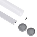 GloboStar® SURFACEPENDANT-PROFILE 70853-3M Προφίλ Αλουμινίου - Βάση & Ψύκτρα Ταινίας LED με Λευκό Γαλακτερό Κάλυμμα - Επιφανειακή & Κρεμαστή Χρήση - Πατητό Κάλυμμα - Ασημί - 3 Μέτρα - Μ300 x Φ3cm