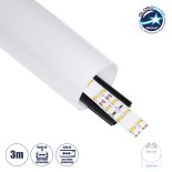 GloboStar® SURFACEPENDANT-PROFILE 70856-3M Προφίλ Αλουμινίου - Βάση & Ψύκτρα Ταινίας LED με Λευκό Γαλακτερό Κάλυμμα - Επιφανειακή & Κρεμαστή Χρήση - Πατητό Κάλυμμα - Μαύρο - 3 Μέτρα - Μ300 x Φ6cm