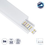 GloboStar® SURFACEPENDANT-PROFILE 70865-3M Προφίλ Αλουμινίου - Βάση & Ψύκτρα Ταινίας LED με Λευκό Γαλακτερό Κάλυμμα - Επιφανειακή & Κρεμαστή Χρήση - Πατητό Κάλυμμα - Λευκό - 3 Μέτρα - Μ300 x Π4.5 x Υ4.2cm