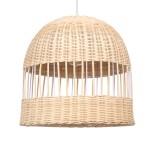 GloboStar® LUCIA 01725 Boho Κρεμαστό Φωτιστικό Καμπάνα Μονόφωτο 1 x E27 IP20 Μπεζ Ξύλο - Μ40 x Π40 x Y34cm