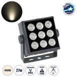 GloboStar® FLOOD-TINY 90369 Προβολέας Wall Washer για Φωτισμό Κτιρίων LED 27W 2565lm 3° DC 24V Αδιάβροχο IP65 L13.8 x W16.4 x H7cm Φυσικό Λευκό 4500K - Γκρι Ανθρακί - 3 Years Warranty