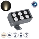GloboStar® FLOOD-DANY 90376 Προβολέας Wall Washer για Φωτισμό Κτιρίων LED 24W 2280lm 5° DC 24V Αδιάβροχο IP65 Μ16 x Π9.5 x Υ7.5cm Φυσικό Λευκό 4500K - Γκρι Ανθρακί - 3 Χρόνια Εγγύηση