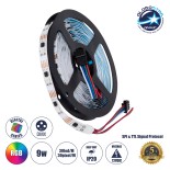 GLOBOSTAR® DIGIPRO 90599 Ψηφιακή Pixel Addressable Ταινία LED 9W/m 540lm/m 120° DC 12V IP20 30 x SMD5050 Chip/m 30 x Pixel/m RGB Dimmable SPI/TTL Protocol IC TM1908 - Sanan SMD Chip - Μ500 x Π1 x Υ0.2cm - Ρολό 5 Μέτρων - 5 Χρόνια Εγγύηση