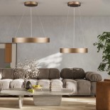 GLOBOSTAR® SALEM 61244 Μοντέρνο Κρεμαστό Φωτιστικό Οροφής LED 75W 8625lm 120° AC 220-240V IP20 Ρυθμιζόμενο Λευκό CCT με Χειριστήριο από 2700K έως 6000K Dimmable - Lumileds SMD Chip - Καφέ Ματ - Μ45 x Π45 x Υ6cm - 3 Χρόνια Εγγύηση