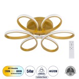 GLOBOSTAR® MARGARET 61403 Μοντέρνο Φωτιστικό Οροφής LED 54W 5400lm 360° AC 220-240V IP20 Ρυθμιζόμενο Λευκό CCT με Χειριστήριο από 2700K έως 6000K Dimmable - Lumileds SMD Chip - Χρυσό Βούρτσας - Μ57 x Π57 x Υ12cm - 3 Χρόνια Εγγύηση