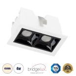 GLOBOSTAR® LUMINAR 60316 Χωνευτό Downlight Σποτ LED 4W 560lm 36° AC 220-240V IP20 Φυσικό Λευκό 4500K - Osram SMD Chip & TÜV SÜD Driver - Λευκό & Μαύρο Ματ - Μ7.5 x Π4.3 x Υ4.5cm / Q6.5 x 3.5cm - 5 Χρόνια Εγγύηση