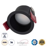 GLOBOSTAR® IP 60342 Χωνευτό Downlight Σποτ Μπάνιου LED 7W 750lm 45° AC 220-240V Αδιάβροχο IP44 Φυσικό Λευκό 4500K - Lumileds SMD Chip & TÜV SÜD Driver - Μαύρο Ματ - Μ6.6 x Π6.6 x Υ5.3cm / Q5.5cm - 5 Χρόνια Εγγύηση