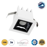 GLOBOSTAR® LUMINAR 60315 Χωνευτό Downlight Σποτ LED 2W 270lm 36° AC 220-240V IP20 Θερμό Λευκό 2700K - Osram SMD Chip & TÜV SÜD Driver - Λευκό & Μαύρο Ματ - Μ4.3 x Π4.3 x Υ4.5cm / Q3.5 x 3.5cm - 5 Χρόνια Εγγύηση
