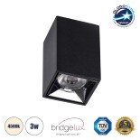 GLOBOSTAR® LUMINAR 60320 Downlight Σποτ LED 3W 420lm 36° AC 220-240V IP20 Φυσικό Λευκό 4500K - Osram SMD Chip & TÜV SÜD Driver - Μαύρο Ματ - Μ4.2 x Π4.2 x Υ6.6cm - 5 Χρόνια Εγγύηση
