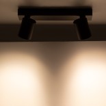 GloboStar® LEONARDO 60346 Μοντέρνο Φωτιστικό Οροφής Ράγα με Κινούμενα Σποτ LED Spot Downlight 20W 2400lm 60° AC 220-240V IP20 Μ32 x Π7 x Υ11.8cm - Μαύρο - Φυσικό Λευκό 4500K - Bridgelux COB - 5 Years Warranty