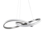 GLOBOSTAR® DEXTER 60498 Μοντέρνο Κρεμαστό Φωτιστικό Οροφής LED 72W 8064lm 300° AC 220-240V IP20 Ρυθμιζόμενο Λευκό CCT με Χειριστήριο από 2700K έως 6000K Dimmable - Lumileds SMD Chip - Νίκελ Βούρτσας - Μ56 x Π56 x Υ14cm - 3 Χρόνια Εγγύηση