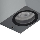 GloboStar® BURANO 60615 Φωτιστικό Τοίχου - Απλίκα Αρχιτεκτονικού Φωτισμού Εξωτερικού Χώρου Up & Down Αλουμινίου με Ντουί 2 x GU10 AC 220-240V Αδιάβροχο IP65 L15 x W8 x H6.8cm - Γκρι Ανθρακί -  5 Years Warranty