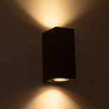 GloboStar® BURANO 60615 Φωτιστικό Τοίχου - Απλίκα Αρχιτεκτονικού Φωτισμού Εξωτερικού Χώρου Up & Down Αλουμινίου με Ντουί 2 x GU10 AC 220-240V Αδιάβροχο IP65 L15 x W8 x H6.8cm - Γκρι Ανθρακί -  5 Years Warranty