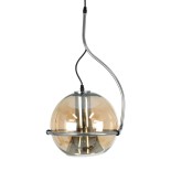 GloboStar® GLASSO 60927 Μοντέρνο Κρεμαστό Φωτιστικό Μπάλα Μονόφωτο 1 x E27 IP20 Μελί Γυαλί με Ασημί Μέταλλο - Μ27 x Π27 x Υ52cm