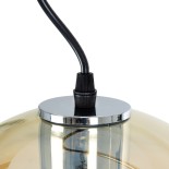 GloboStar® GLASSO 60927 Μοντέρνο Κρεμαστό Φωτιστικό Μπάλα Μονόφωτο 1 x E27 IP20 Μελί Γυαλί με Ασημί Μέταλλο - Μ27 x Π27 x Υ52cm