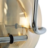 GloboStar® GLASSO 60927 Μοντέρνο Κρεμαστό Φωτιστικό Μπάλα Μονόφωτο 1 x E27 IP20 Μελί Γυαλί με Ασημί Μέταλλο - Μ27 x Π27 x Υ52cm