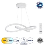 GLOBOSTAR® DEXTER 61050 Μοντέρνο Κρεμαστό Φωτιστικό Οροφής LED 72W 8064lm 300° AC 220-240V IP20 Ρυθμιζόμενο Λευκό CCT με Χειριστήριο από 2700K έως 6000K Dimmable - Lumileds SMD Chip - Λευκό Ματ - Μ56 x Π56 x Υ14cm - 3 Χρόνια Εγγύηση