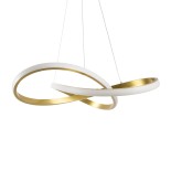 GLOBOSTAR® DEXTER 61051 Μοντέρνο Κρεμαστό Φωτιστικό Οροφής LED 72W 8064lm 300° AC 220-240V IP20 Ρυθμιζόμενο Λευκό CCT με Χειριστήριο από 2700K έως 6000K Dimmable - Lumileds SMD Chip - Χρυσό Βούρτσας - Μ56 x Π56 x Υ14cm - 3 Χρόνια Εγγύηση