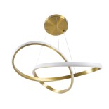 GLOBOSTAR® DEXTER 61051 Μοντέρνο Κρεμαστό Φωτιστικό Οροφής LED 72W 8064lm 300° AC 220-240V IP20 Ρυθμιζόμενο Λευκό CCT με Χειριστήριο από 2700K έως 6000K Dimmable - Lumileds SMD Chip - Χρυσό Βούρτσας - Μ56 x Π56 x Υ14cm - 3 Χρόνια Εγγύηση