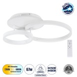 GLOBOSTAR® VENOM 61121 Μοντέρνο Φωτιστικό Οροφής LED 67W 6700lm 360° AC 220-240V IP20 Ρυθμιζόμενο Λευκό CCT με Χειριστήριο από 2700K έως 6000K Dimmable - Lumileds SMD Chip - Λευκό Ματ - Μ60 x Π40 x Υ12.5cm - 3 Χρόνια Εγγύηση
