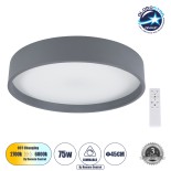 GloboStar® NARNIA 61258 Πλαφονιέρα Οροφής LED CCT 75W 8625lm 120° AC 220-240V - Εναλλαγή Φωτισμού μέσω Τηλεχειριστηρίου All In One Ψυχρό 6000k+Φυσικό 4500k+Θερμό 2700k Dimmable Φ45 x Υ8cm - Γκρι Ανθρακί - 3 Years Warranty