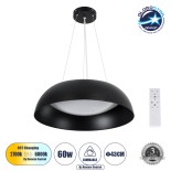 GLOBOSTAR® ANATOLIA 61267 Μοντέρνο Κρεμαστό Φωτιστικό Οροφής LED 60W 6900lm 120° AC 220-240V IP20 Ρυθμιζόμενο Λευκό CCT με Χειριστήριο από 2700K έως 6000K Dimmable - Lumileds SMD Chip - Μαύρο - Μ43 x Π43 x Υ11cm - 3 Χρόνια Εγγύηση