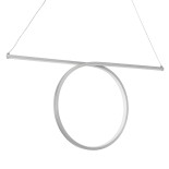 GloboStar® ROME 61296 Κρεμαστό Φωτιστικό Οροφής Linear Design LED CCT 24W 2640lm 200° AC 220-240V - Εναλλαγή Φωτισμού μέσω Διακόπτη On/Off All In One Ψυχρό 6000k+Φυσικό 4500k+Θερμό 2700k Μ65.5 x Π4 x Υ33cm - Ασημί Βούρτσας - 3 Years Warranty