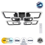 GloboStar® ROYAL-S 61325 Φωτιστικό Οροφής Design LED CCT 135W 16200lm 360° AC 220-240V - Εναλλαγή Φωτισμού μέσω Τηλεχειριστηρίου All In One Ψυχρό 6000k+Φυσικό 4500k+Θερμό 2700k Dimmable Μ58.5 x Π58.5 x Υ12cm - Μαύρο - 3 Years Warranty