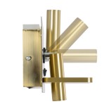 GloboStar® PALADIN 61357 Μοντέρνο Φωτιστικό Τοίχου - Απλίκα Ξενοδοχείου Bed Side LED 6W 720lm 36° AC 220-240V - Reading Light & Κρυφός Φωτισμός - Φορτιστές USB 3A & Wireless 20W - Μ30 x Π11 x Υ12cm - Φυσικό Λευκό 4500K - Χρυσό Βούρτσας - Αριστερό
