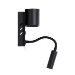 GLOBOSTAR® IBIS 61367 Μοντέρνο Φωτιστικό Τοίχου - Απλίκα Ξενοδοχείου Reading Light με Φορτιστή USB 3A LED 10W 1000lm 36°/360° AC 220-240V IP20 Φυσικό Λευκό 4500K - Bridgelux COB Chip & TÜV SÜD Driver - Μαύρο Ματ - Μ10 x Π6.1 x Υ18cm - 3 Χρόνια Εγγύηση
