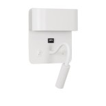GLOBOSTAR® IBIS 61368 Μοντέρνο Φωτιστικό Τοίχου - Απλίκα Ξενοδοχείου Reading Light με Φορτιστή USB 3A LED 10W 1000lm 36°/360° AC 220-240V IP20 Φυσικό Λευκό 4500K - Bridgelux COB Chip & TÜV SÜD Driver - Λευκό Ματ - Μ10 x Π6.1 x Υ18cm - 3 Χρόνια Εγγύηση