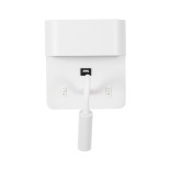 GLOBOSTAR® IBIS 61368 Μοντέρνο Φωτιστικό Τοίχου - Απλίκα Ξενοδοχείου Reading Light με Φορτιστή USB 3A LED 10W 1000lm 36°/360° AC 220-240V IP20 Φυσικό Λευκό 4500K - Bridgelux COB Chip & TÜV SÜD Driver - Λευκό Ματ - Μ10 x Π6.1 x Υ18cm - 3 Χρόνια Εγγύηση