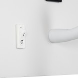 GLOBOSTAR® IBIS 61368 Μοντέρνο Φωτιστικό Τοίχου - Απλίκα Ξενοδοχείου Reading Light με Φορτιστή USB 3A LED 10W 1000lm 36°/360° AC 220-240V IP20 Φυσικό Λευκό 4500K - Bridgelux COB Chip & TÜV SÜD Driver - Λευκό Ματ - Μ10 x Π6.1 x Υ18cm - 3 Χρόνια Εγγύηση