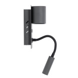 GLOBOSTAR® IBIS 61369 Μοντέρνο Φωτιστικό Τοίχου - Απλίκα Ξενοδοχείου Reading Light με Φορτιστή USB 3A LED 10W 1000lm 36°/360° AC 220-240V IP20 Φυσικό Λευκό 4500K - Bridgelux COB Chip & TÜV SÜD Driver - Γκρι Ανθρακί Ματ - Μ10 x Π6.1 x Υ18cm - 3 Χρόνια Εγγύ