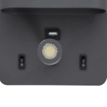 GLOBOSTAR® IBIS 61369 Μοντέρνο Φωτιστικό Τοίχου - Απλίκα Ξενοδοχείου Reading Light με Φορτιστή USB 3A LED 10W 1000lm 36°/360° AC 220-240V IP20 Φυσικό Λευκό 4500K - Bridgelux COB Chip & TÜV SÜD Driver - Γκρι Ανθρακί Ματ - Μ10 x Π6.1 x Υ18cm - 3 Χρόνια Εγγύ