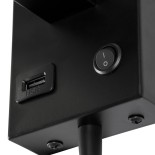 GloboStar® ROULETTE-S 61382 Μοντέρνο Φωτιστικό Τοίχου - Απλίκα Ξενοδοχείου Bed Side LED 3W 360lm & 1 x E27 36° & 360° AC 220-240V - Reading Up/Down Light - Φορτιστής USB 3A - Μ17 x Π20 x Υ37cm - Φυσικό Λευκό 4500K - Μαύρο με Μπεζ Καπέλο - Σετ 2 Τεμαχίων