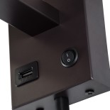 GloboStar® ROULETTE-S 61384 Μοντέρνο Φωτιστικό Τοίχου - Απλίκα Ξενοδοχείου Bed Side LED 3W 360lm & 1 x E27 36° & 360° AC 220-240V - Reading Up/Down Light - Φορτιστής USB 3A - Μ17 x Π20 x Υ37cm - Φυσικό Λευκό 4500K - Καφέ με Μπεζ Καπέλο - Σετ 2 Τεμαχίων
