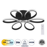 GLOBOSTAR® MARGARET 61400 Μοντέρνο Φωτιστικό Οροφής LED 54W 5400lm 360° AC 220-240V IP20 Ρυθμιζόμενο Λευκό CCT με Χειριστήριο από 2700K έως 6000K Dimmable - Lumileds SMD Chip - Μαύρο Ματ - Μ57 x Π57 x Υ12cm - 3 Χρόνια Εγγύηση