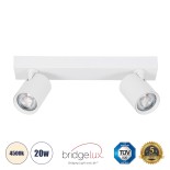 GloboStar® LEONARDO 60347 Μοντέρνο Φωτιστικό Οροφής Ράγα με Κινούμενα Σποτ LED Spot Downlight 20W 2400lm 60° AC 220-240V IP20 Μ32 x Π7 x Υ11.8cm - Λευκό - Φυσικό Λευκό 4500K - Bridgelux COB - 5 Years Warranty