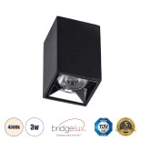 GLOBOSTAR® LUMINAR 60320 Downlight Σποτ LED 3W 420lm 36° AC 220-240V IP20 Φυσικό Λευκό 4500K - Osram SMD Chip & TÜV SÜD Driver - Μαύρο Ματ - Μ4.2 x Π4.2 x Υ6.6cm - 5 Χρόνια Εγγύηση