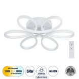 GLOBOSTAR® MARGARET 61401 Μοντέρνο Φωτιστικό Οροφής LED 54W 5400lm 360° AC 220-240V IP20 Ρυθμιζόμενο Λευκό CCT με Χειριστήριο από 2700K έως 6000K Dimmable - Lumileds SMD Chip - Λευκό Ματ - Μ57 x Π57 x Υ12cm - 3 Χρόνια Εγγύηση