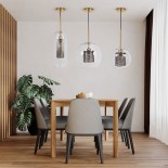 GloboStar® AVERY 00739 Μοντέρνο Κρεμαστό Φωτιστικό Μπάλα Μονόφωτο 1 x E27 IP20 Διάφανο Γυαλί με Χρυσό Μέταλλο - Μ18 x Π18 x Υ38cm