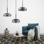 GLOBOSTAR® CHARLOTTE 00743 Μοντέρνο Κρεμαστό Φωτιστικό Οροφής LED 5W 500lm 180° AC 220-240V IP20 Θερμό Λευκό 2700K - Sanan SMD Chip - Μαύρο & Μαύρο Φιμέ - Μ23 x Π23 x Υ23cm - 2 Xρόνια Εγγύηση